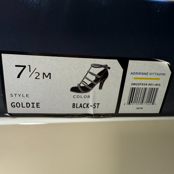 Adrienne Vittadini Goldie Black Satin Heels Size 7.5 M - Picture 2 of 6